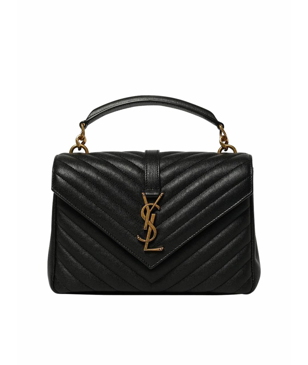 SAINT LAURENT Черная кожаная сумка с короткими ручками, фото 1