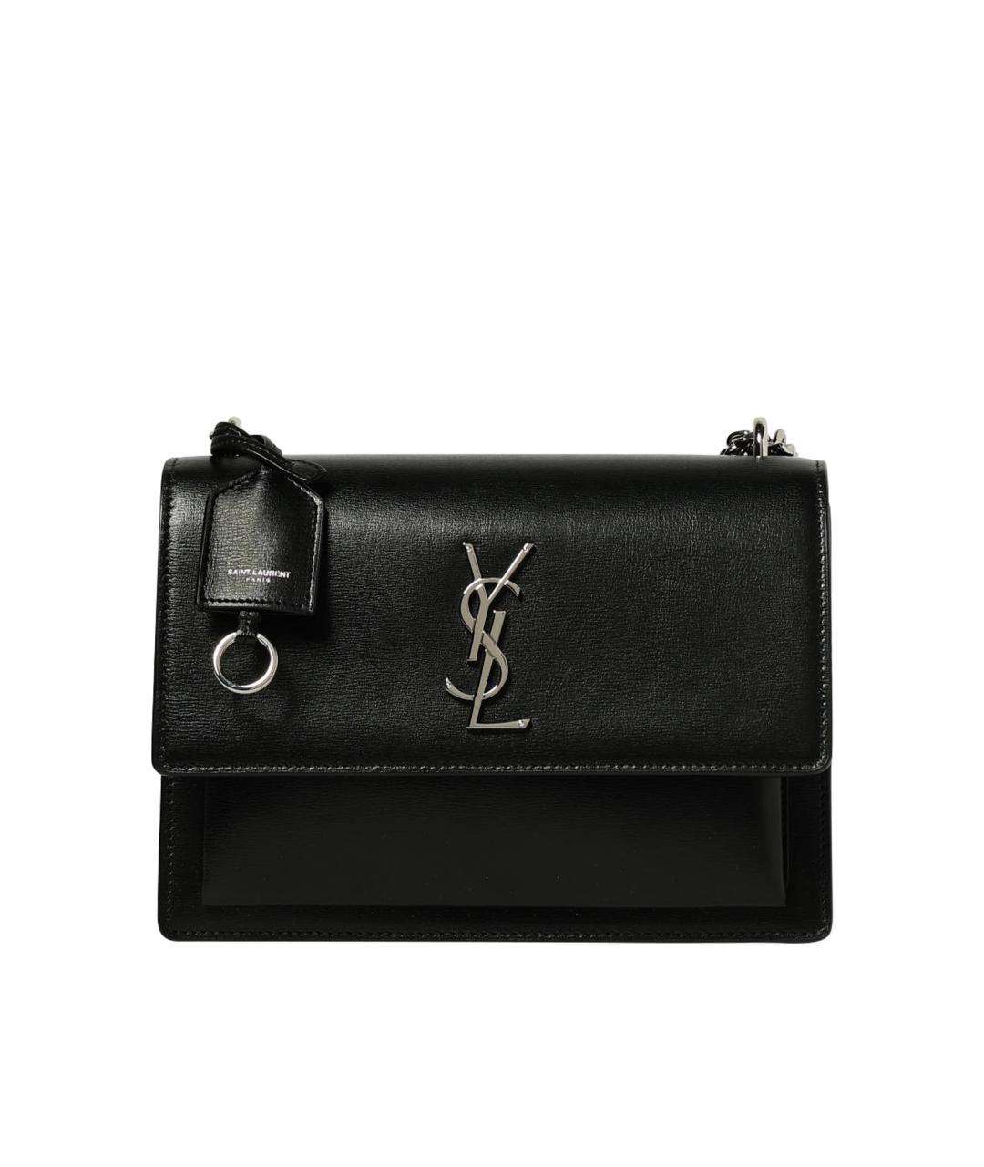 SAINT LAURENT Черная кожаная сумка через плечо, фото 1