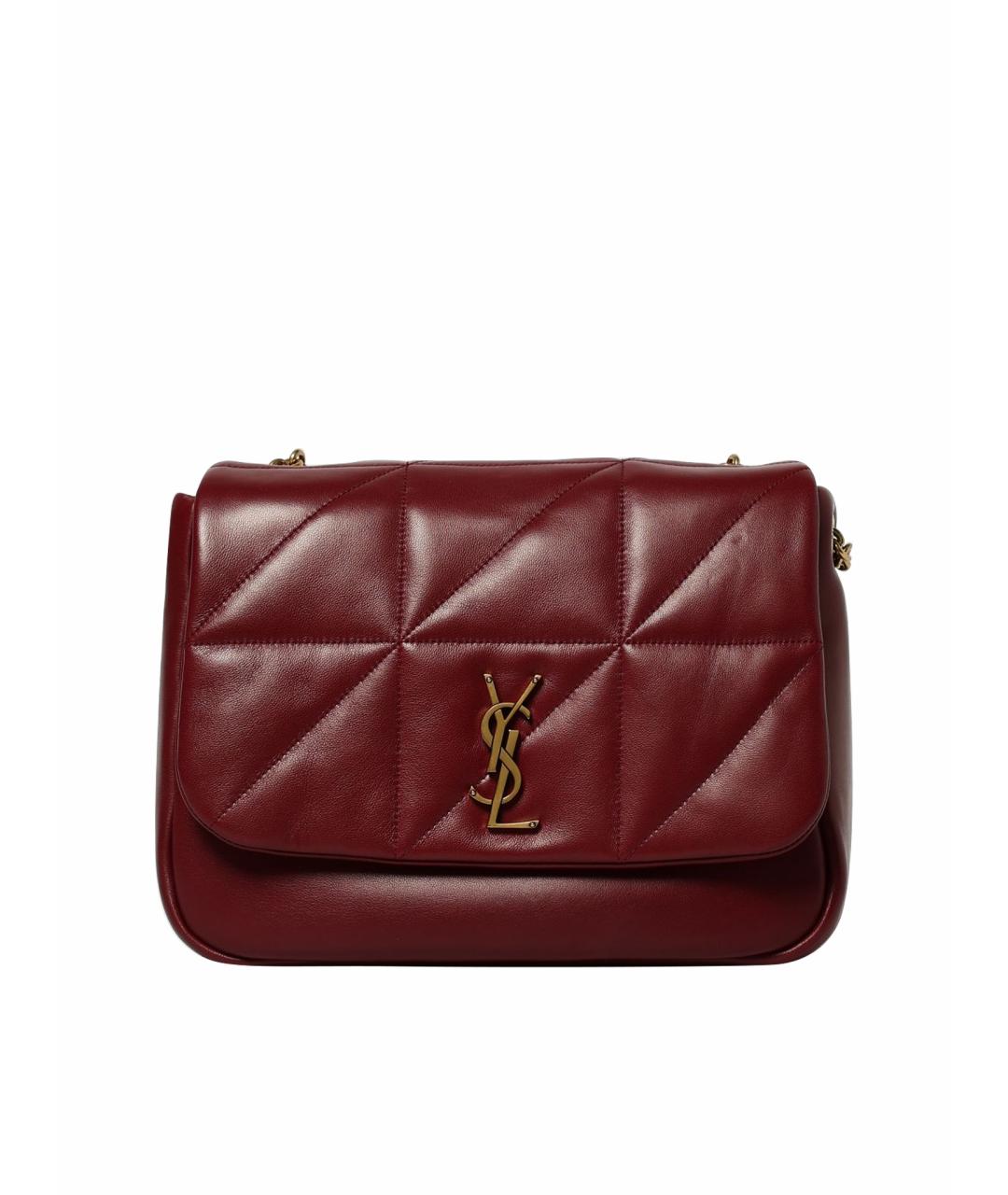 SAINT LAURENT Бордовая кожаная сумка через плечо, фото 1