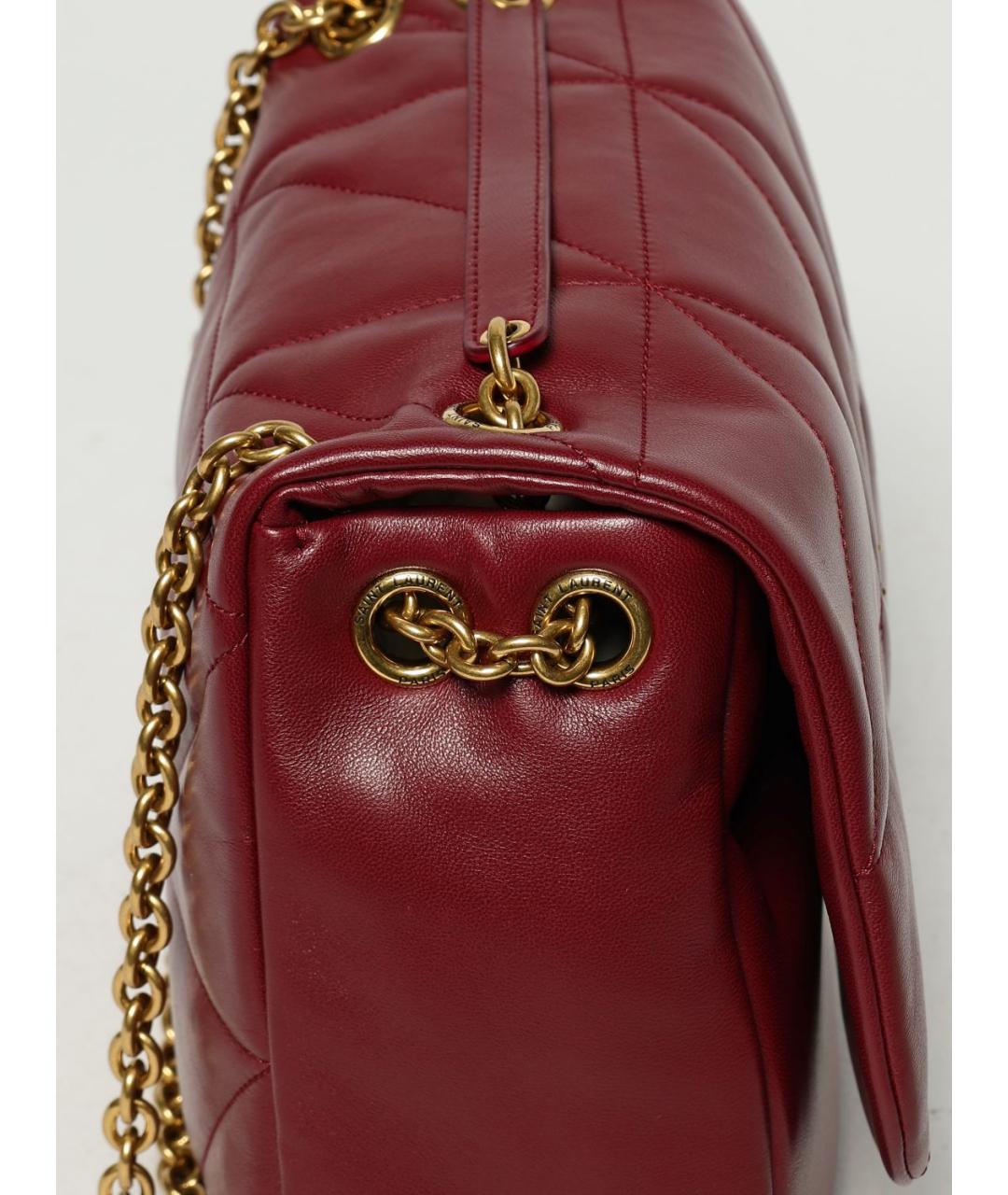 SAINT LAURENT Бордовая кожаная сумка через плечо, фото 4