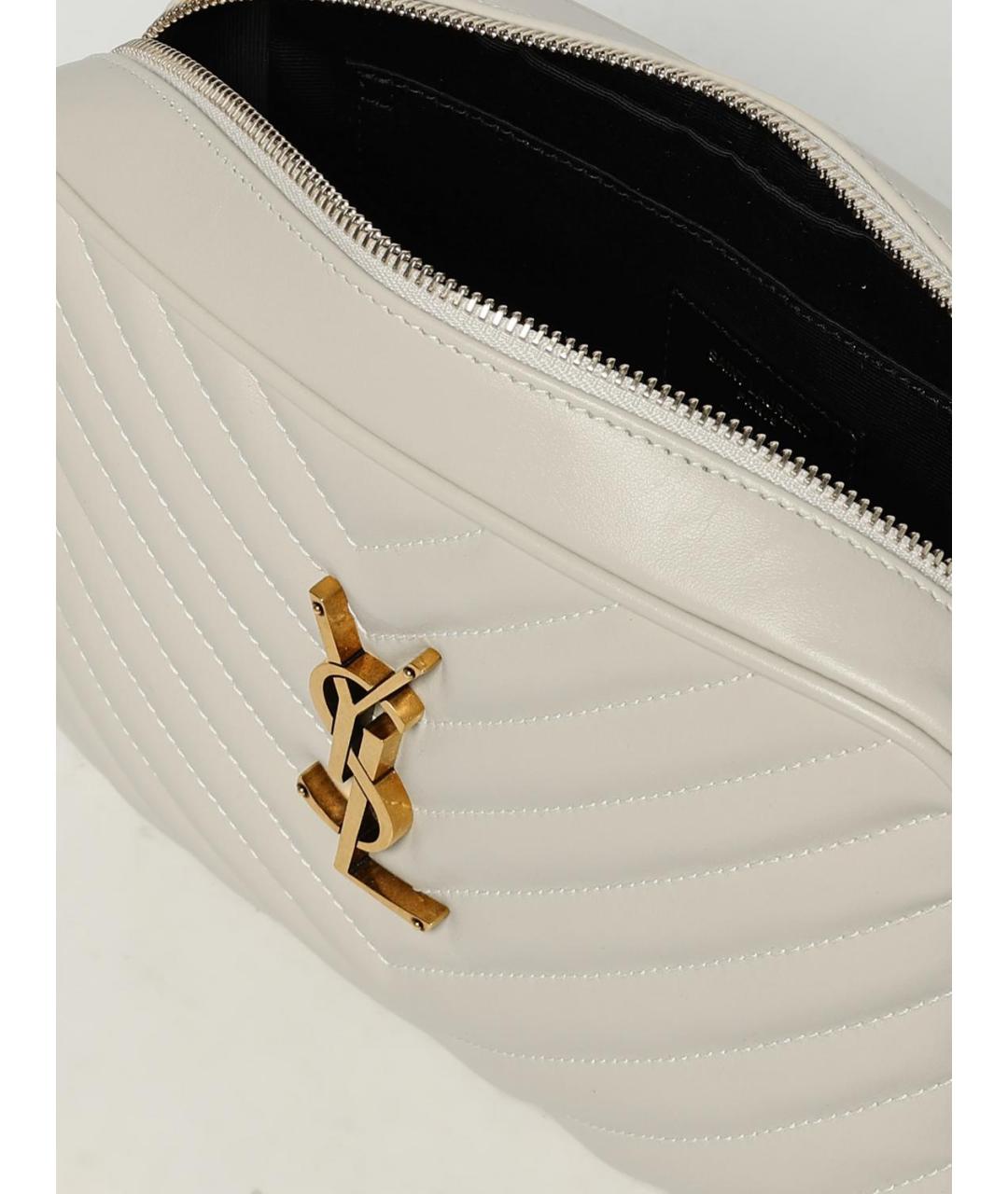 SAINT LAURENT Бежевая кожаная сумка через плечо, фото 5