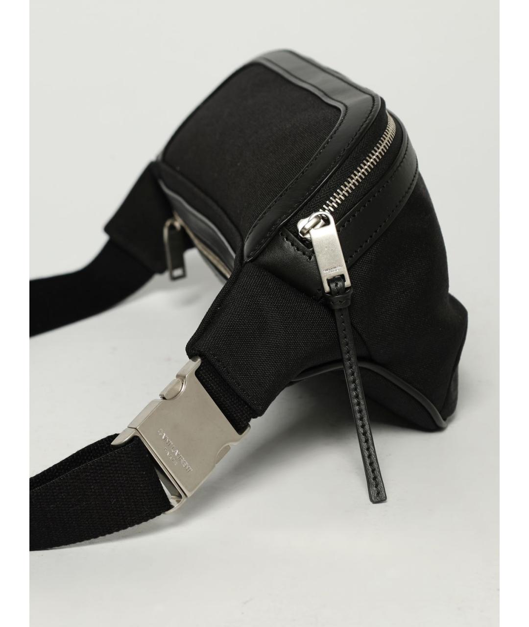 SAINT LAURENT Черная тканевая поясная сумка, фото 4