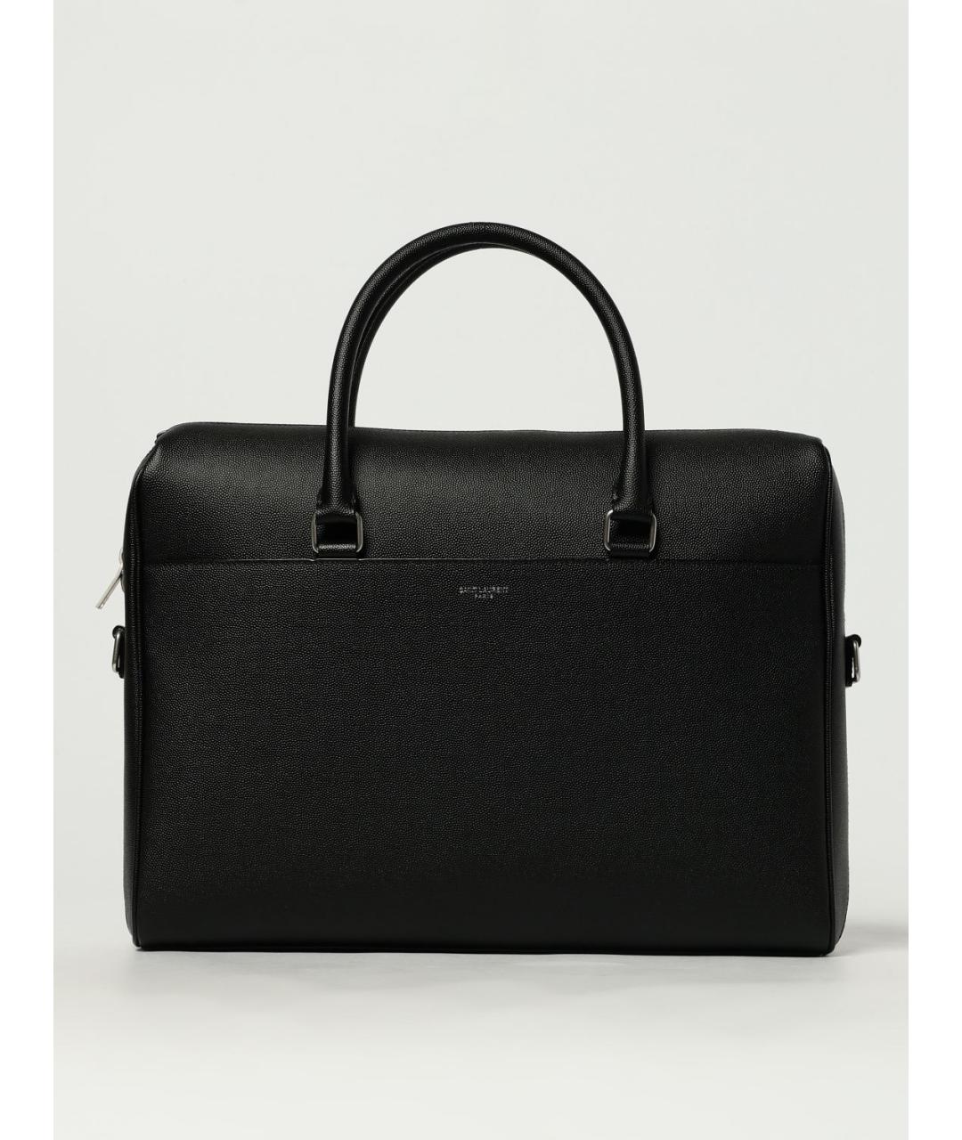 SAINT LAURENT Черный кожаный портфель, фото 6