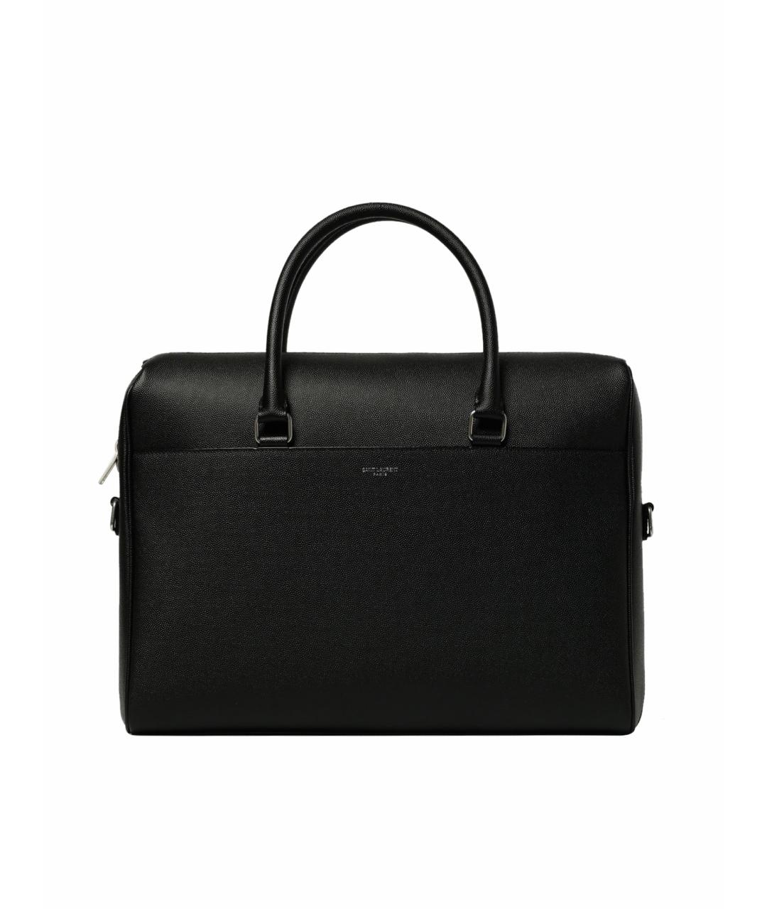 SAINT LAURENT Черный кожаный портфель, фото 1
