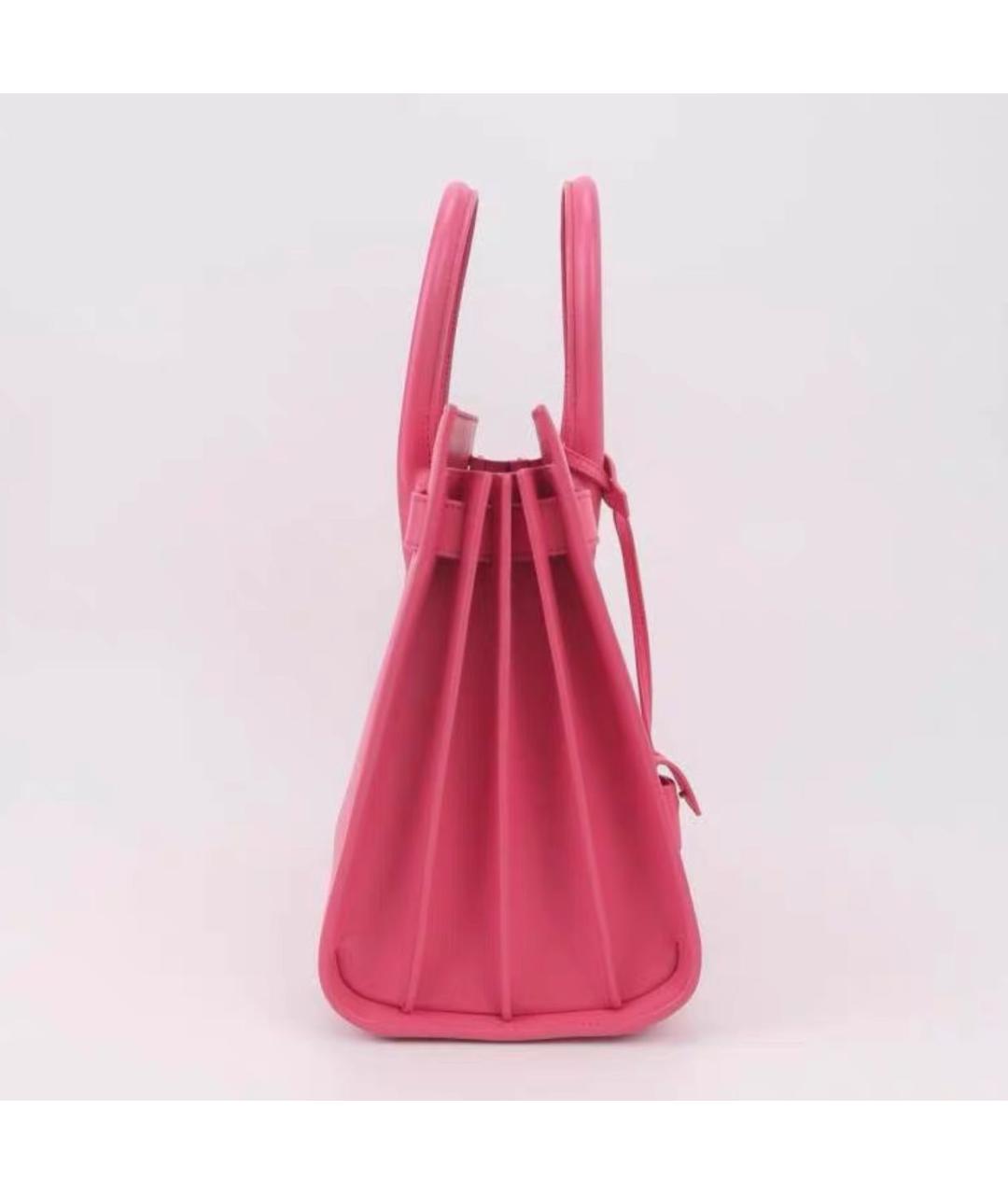 SAINT LAURENT Розовая кожаная сумка с короткими ручками, фото 2