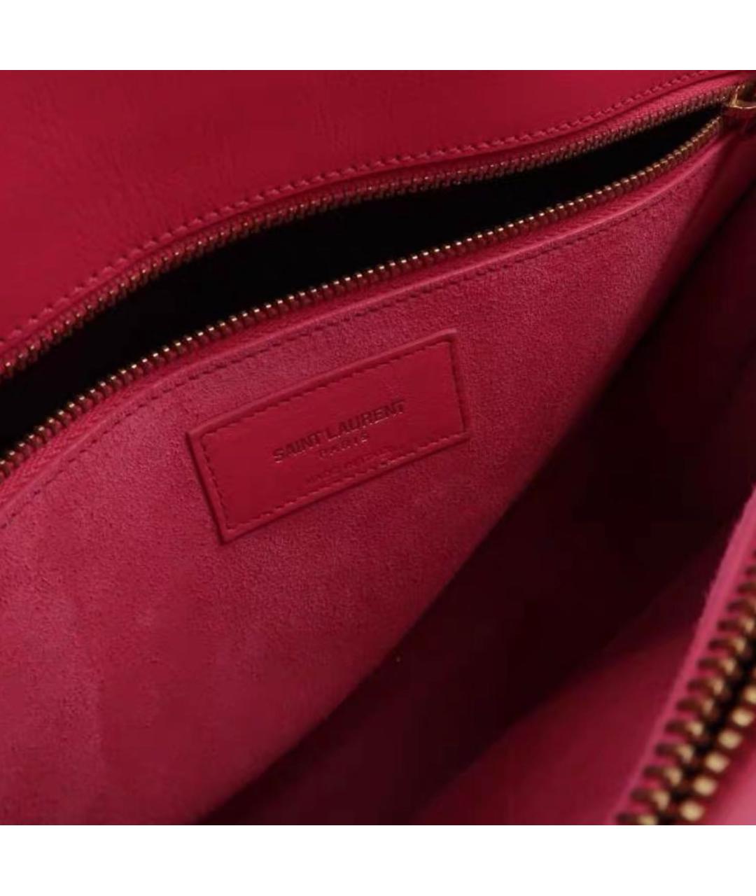 SAINT LAURENT Розовая кожаная сумка с короткими ручками, фото 6