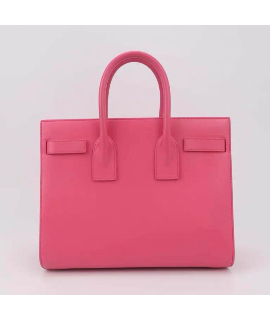 SAINT LAURENT Розовая кожаная сумка с короткими ручками, фото 3