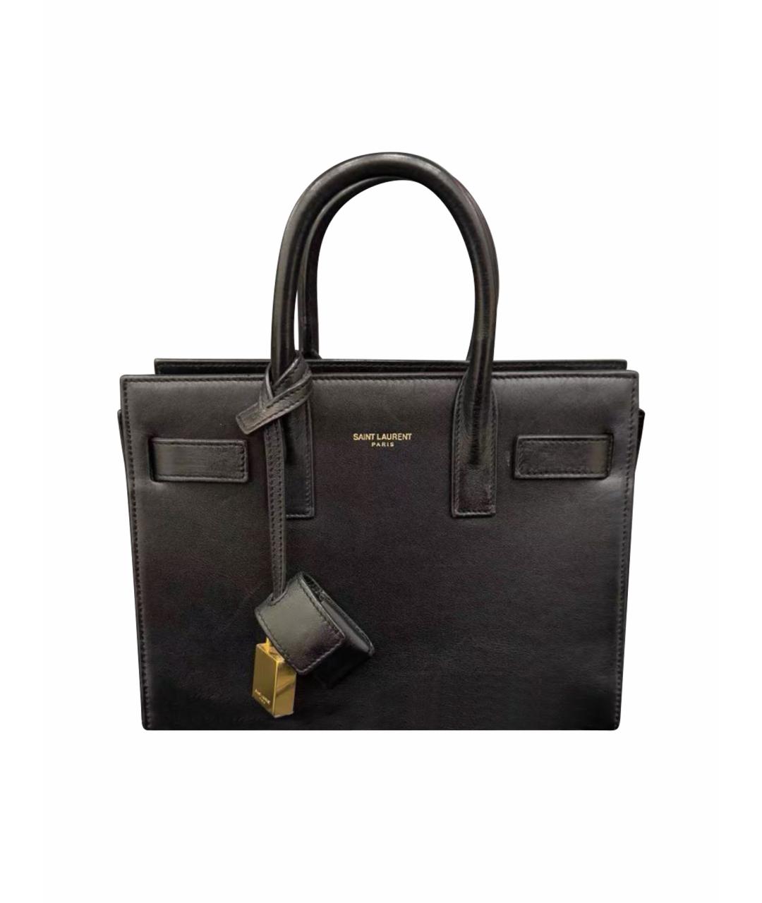 SAINT LAURENT Черная кожаная сумка с короткими ручками, фото 1