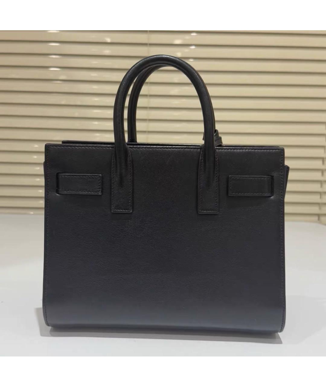 SAINT LAURENT Черная кожаная сумка с короткими ручками, фото 2