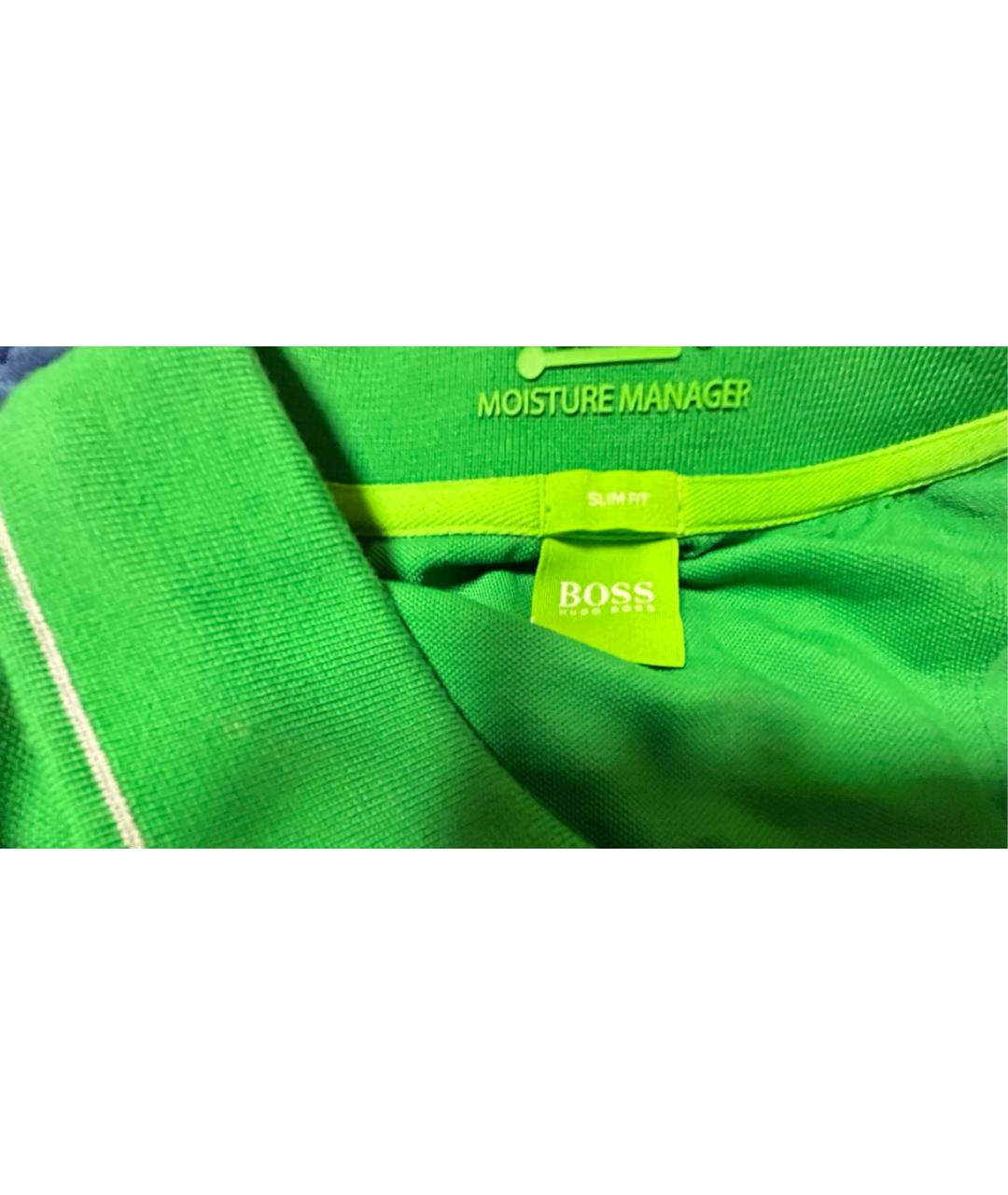 HUGO BOSS Зеленые хлопко-эластановое поло с коротким рукавом, фото 3