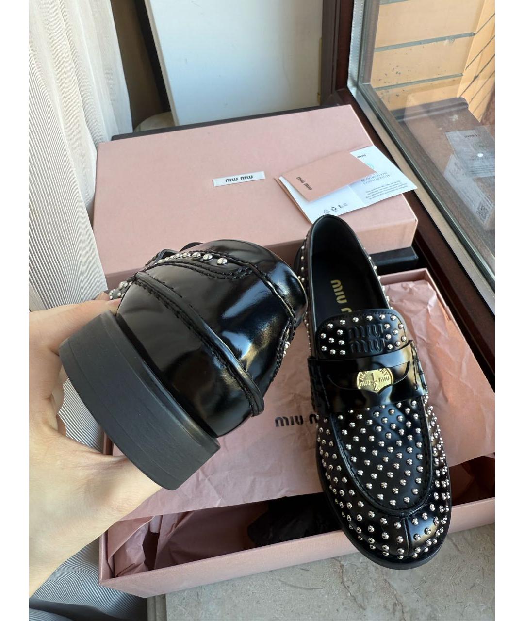 MIU MIU Черные кожаные лоферы, фото 6
