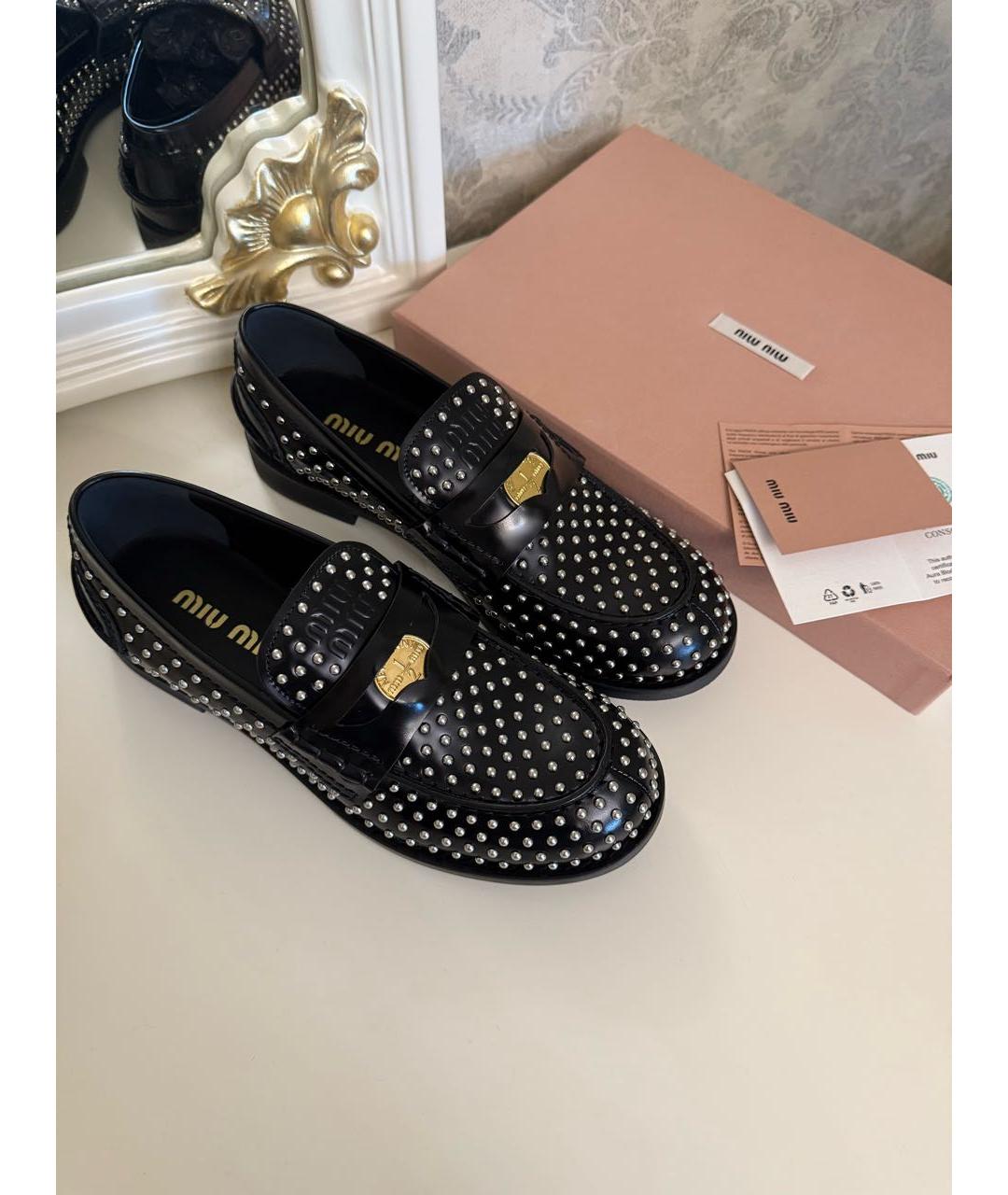 MIU MIU Черные кожаные лоферы, фото 4