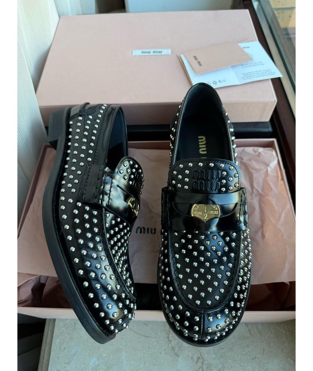 MIU MIU Черные кожаные лоферы, фото 8