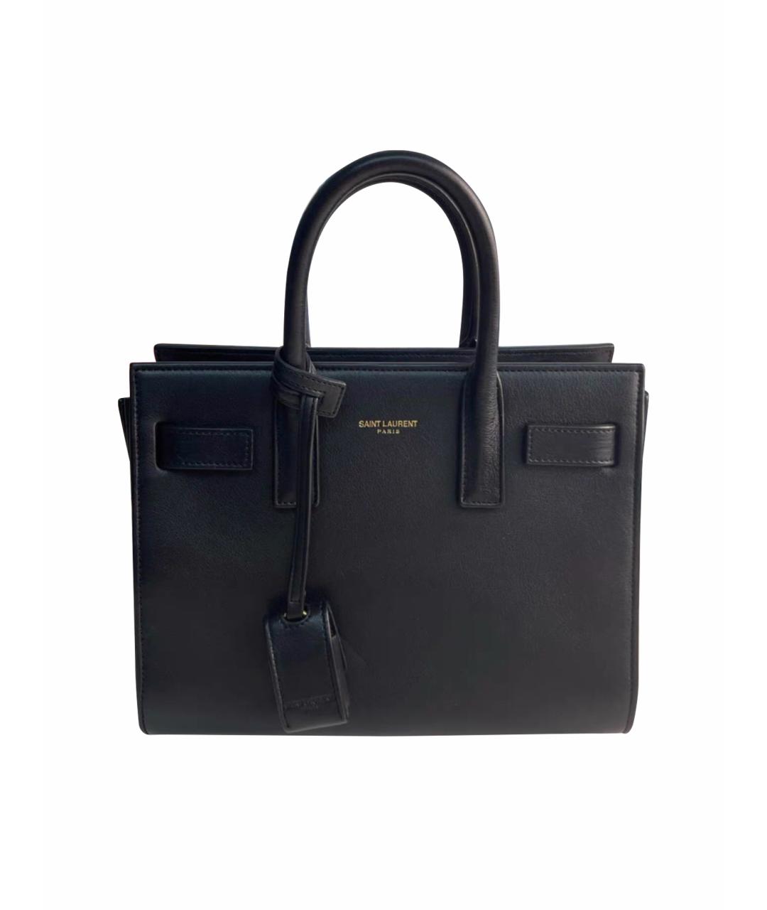 SAINT LAURENT Черная кожаная сумка с короткими ручками, фото 1