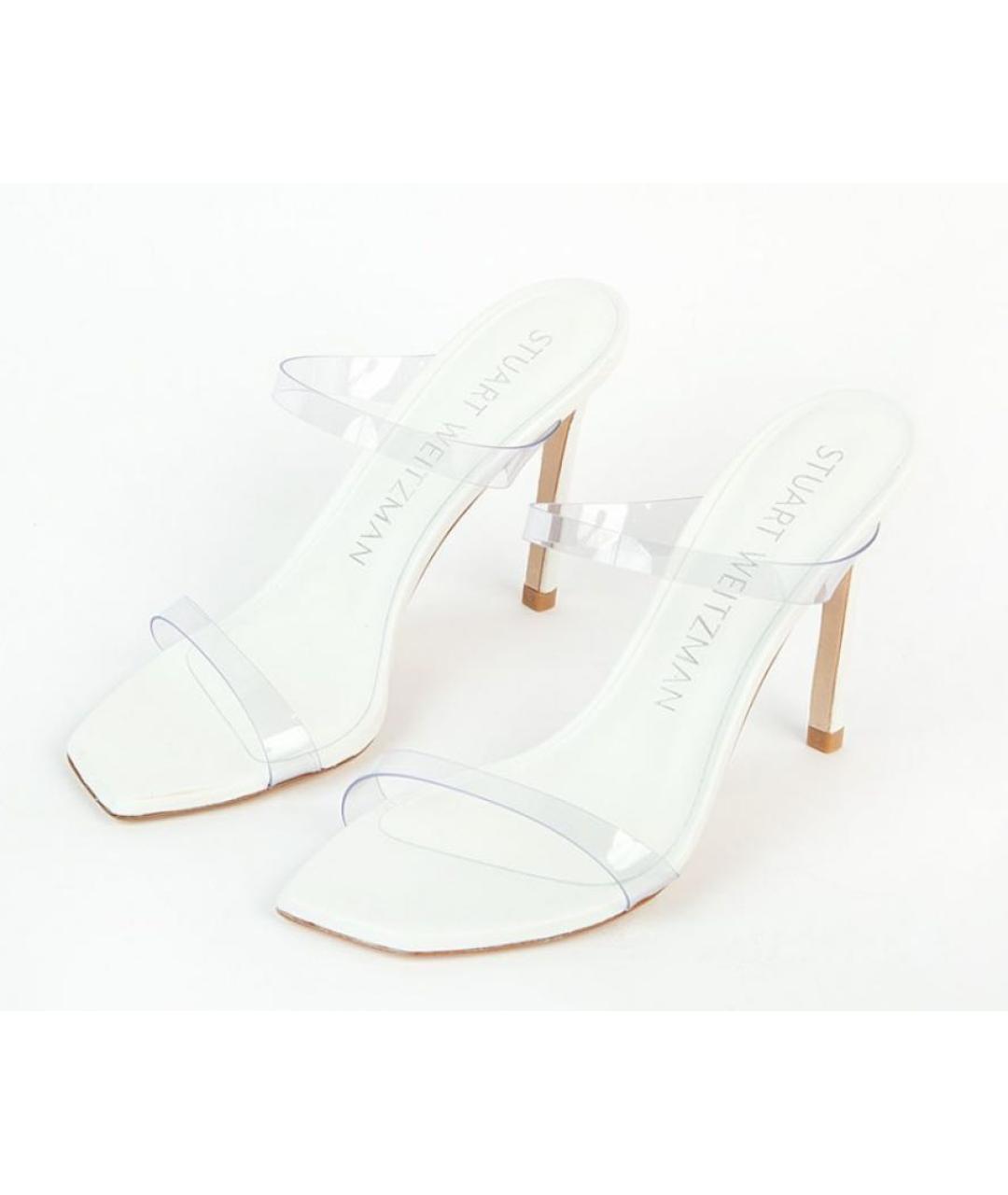 STUART WEITZMAN Белые кожаные мюли, фото 2
