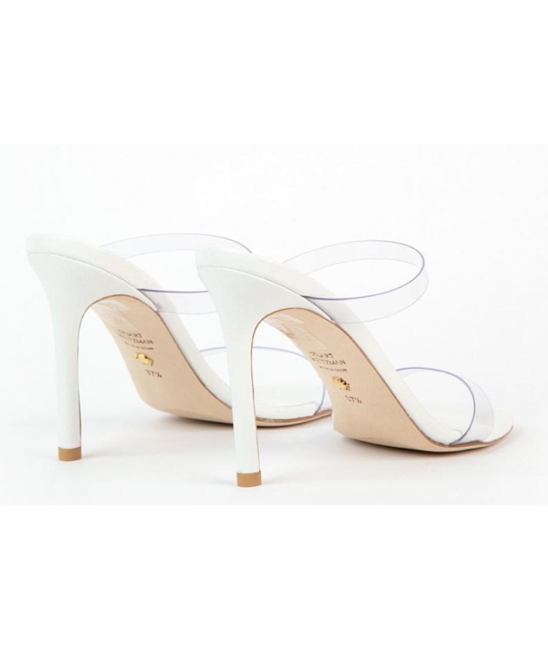STUART WEITZMAN Белые кожаные мюли, фото 4