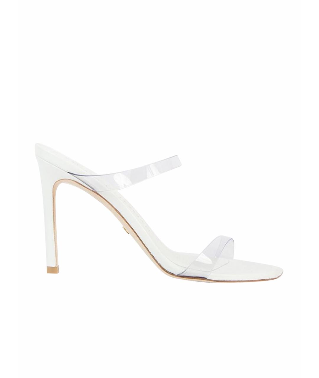 STUART WEITZMAN Белые кожаные мюли, фото 1