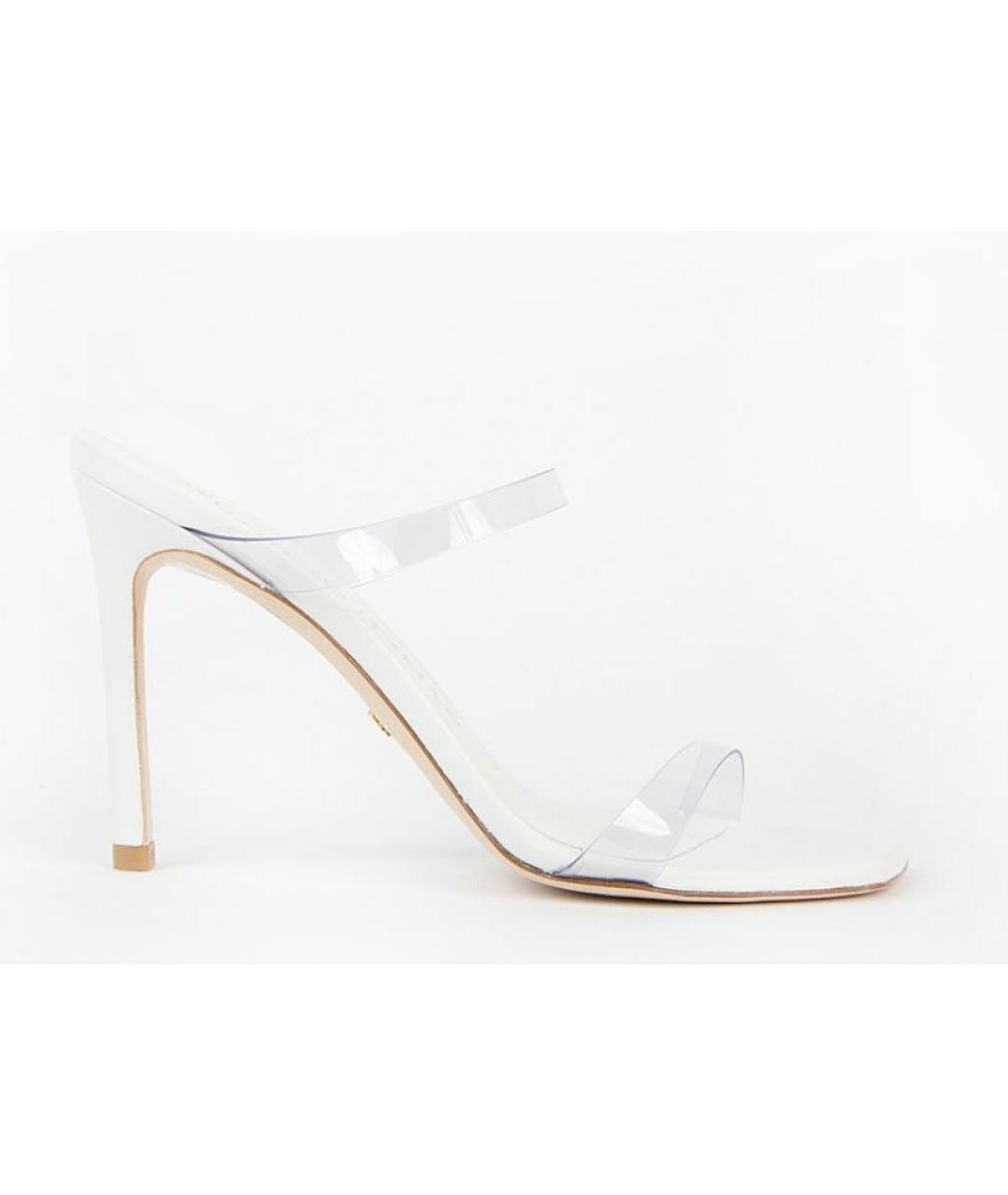 STUART WEITZMAN Белые кожаные мюли, фото 8
