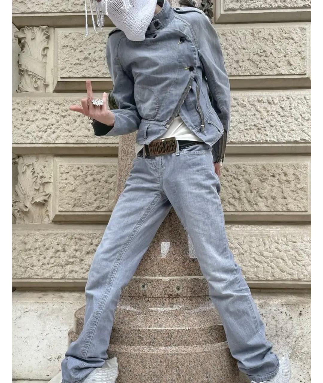 VIVIENNE WESTWOOD Голубые хлопко-леновые прямые джинсы, фото 2