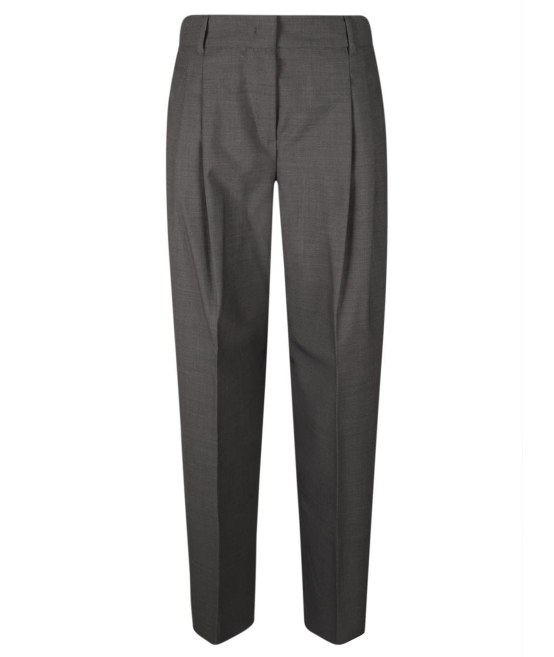 MAX MARA STUDIO Антрацитовые шерстяные прямые брюки, фото 1