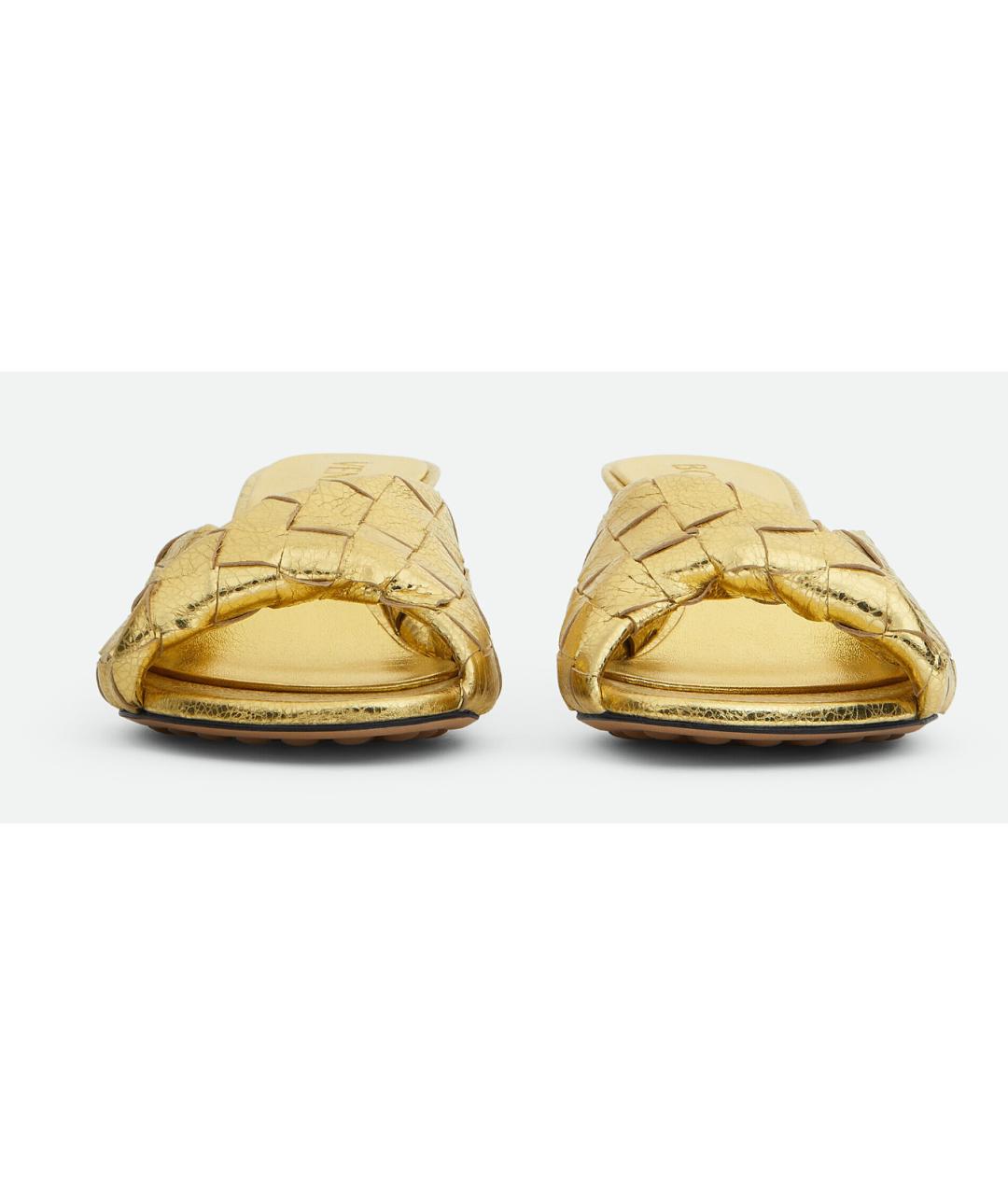 BOTTEGA VENETA Золотые кожаные мюли, фото 2