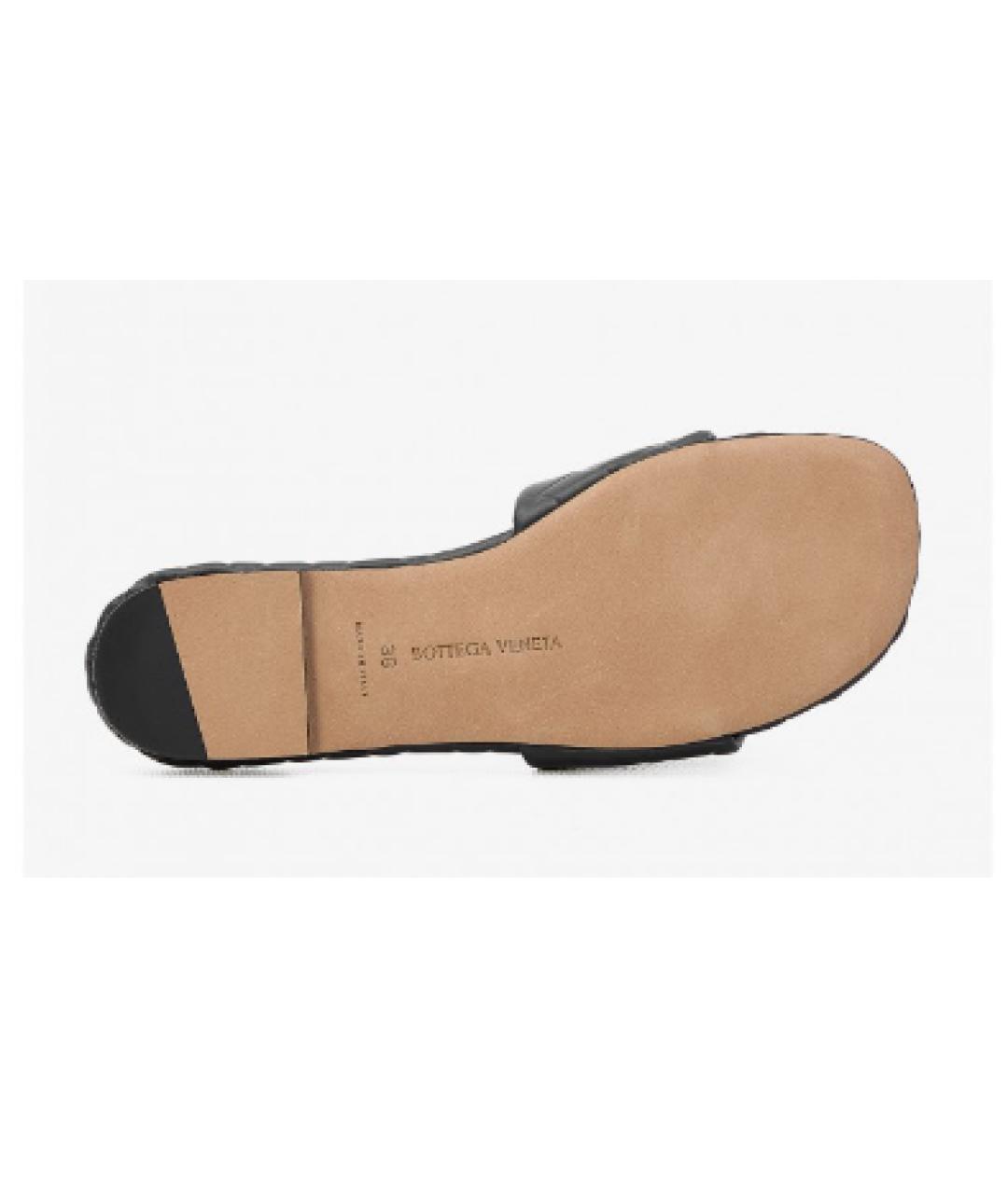 BOTTEGA VENETA Черные кожаные шлепанцы, фото 4