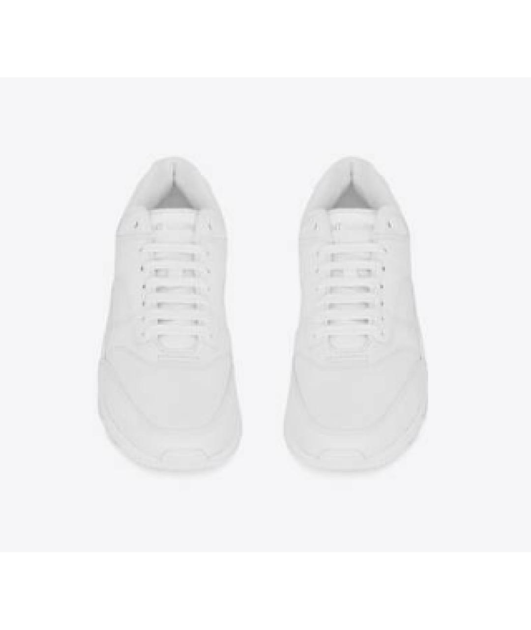 SAINT LAURENT Белые кожаные низкие кроссовки / кеды, фото 4