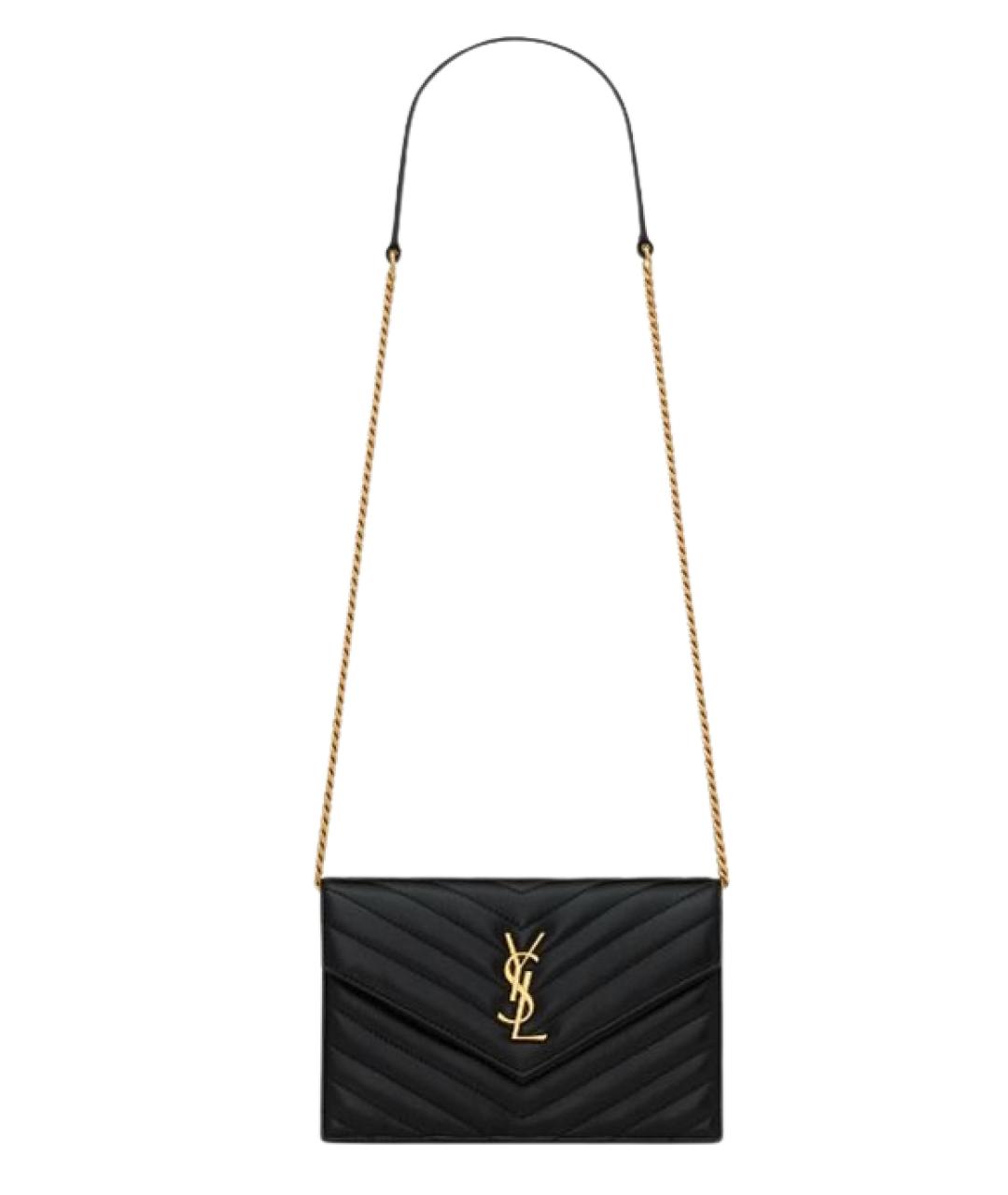 SAINT LAURENT Черная кожаная сумка с короткими ручками, фото 1
