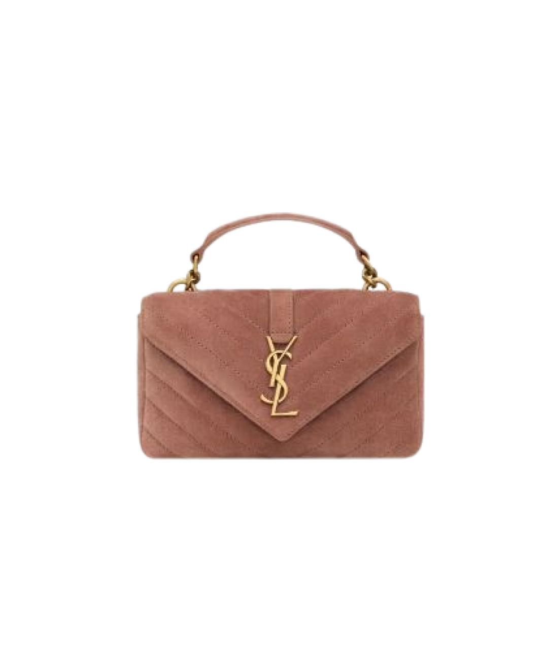 SAINT LAURENT Розовая кожаная сумка с короткими ручками, фото 1