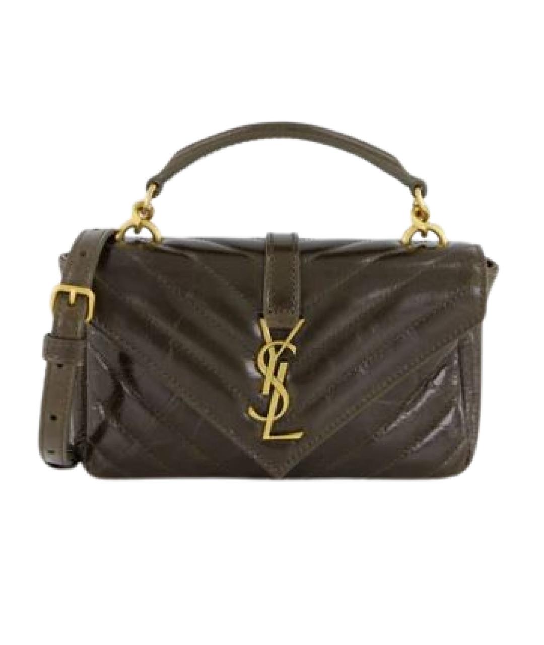 SAINT LAURENT Коричневая кожаная сумка с короткими ручками, фото 1