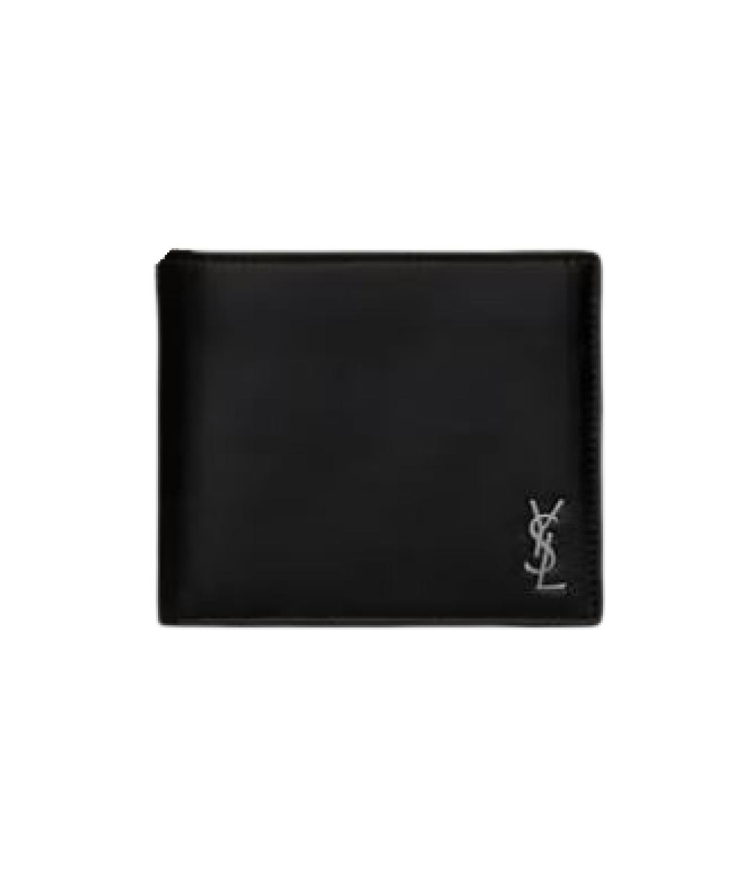 SAINT LAURENT Черный кожаный кошелек, фото 1