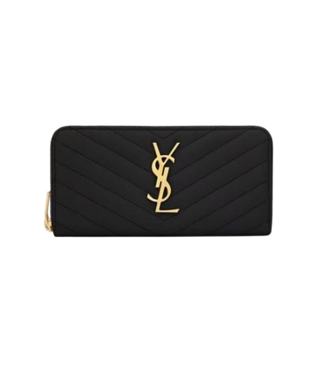 SAINT LAURENT Черный кожаный кошелек, фото 1