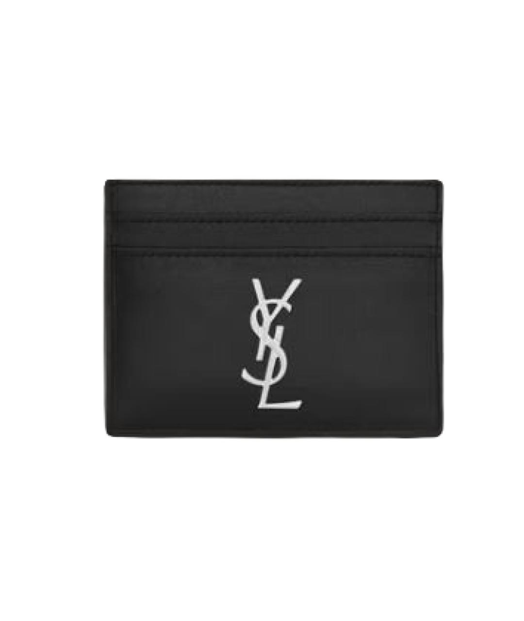 SAINT LAURENT Черный кожаный кардхолдер, фото 1