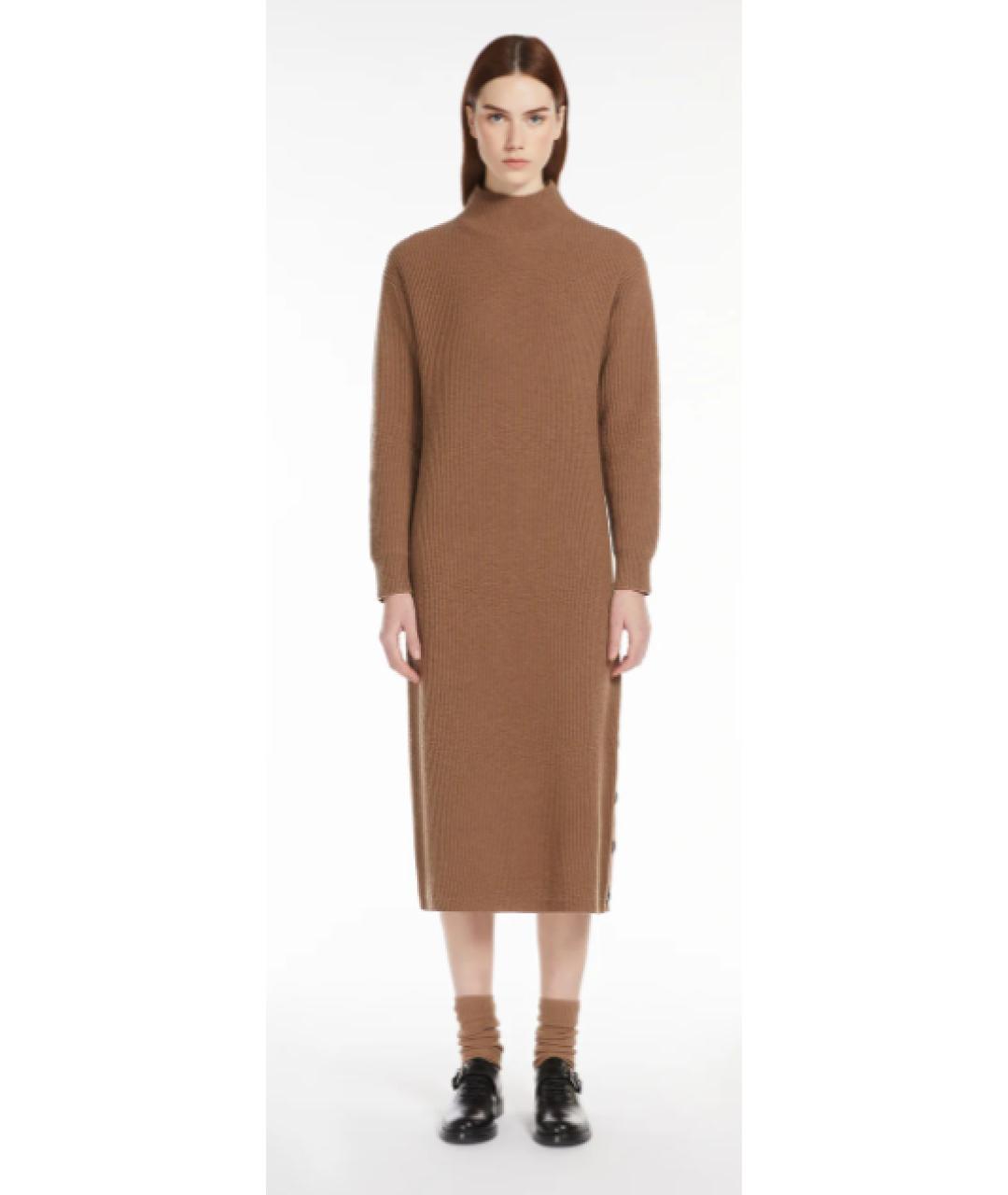 'S MAX MARA Коричневое шерстяное повседневное платье, фото 2
