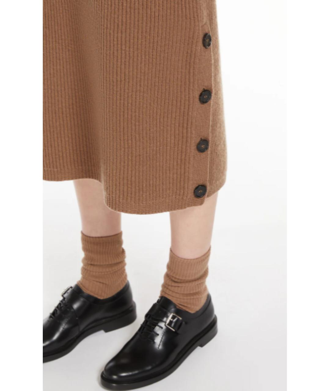 'S MAX MARA Коричневое шерстяное повседневное платье, фото 3