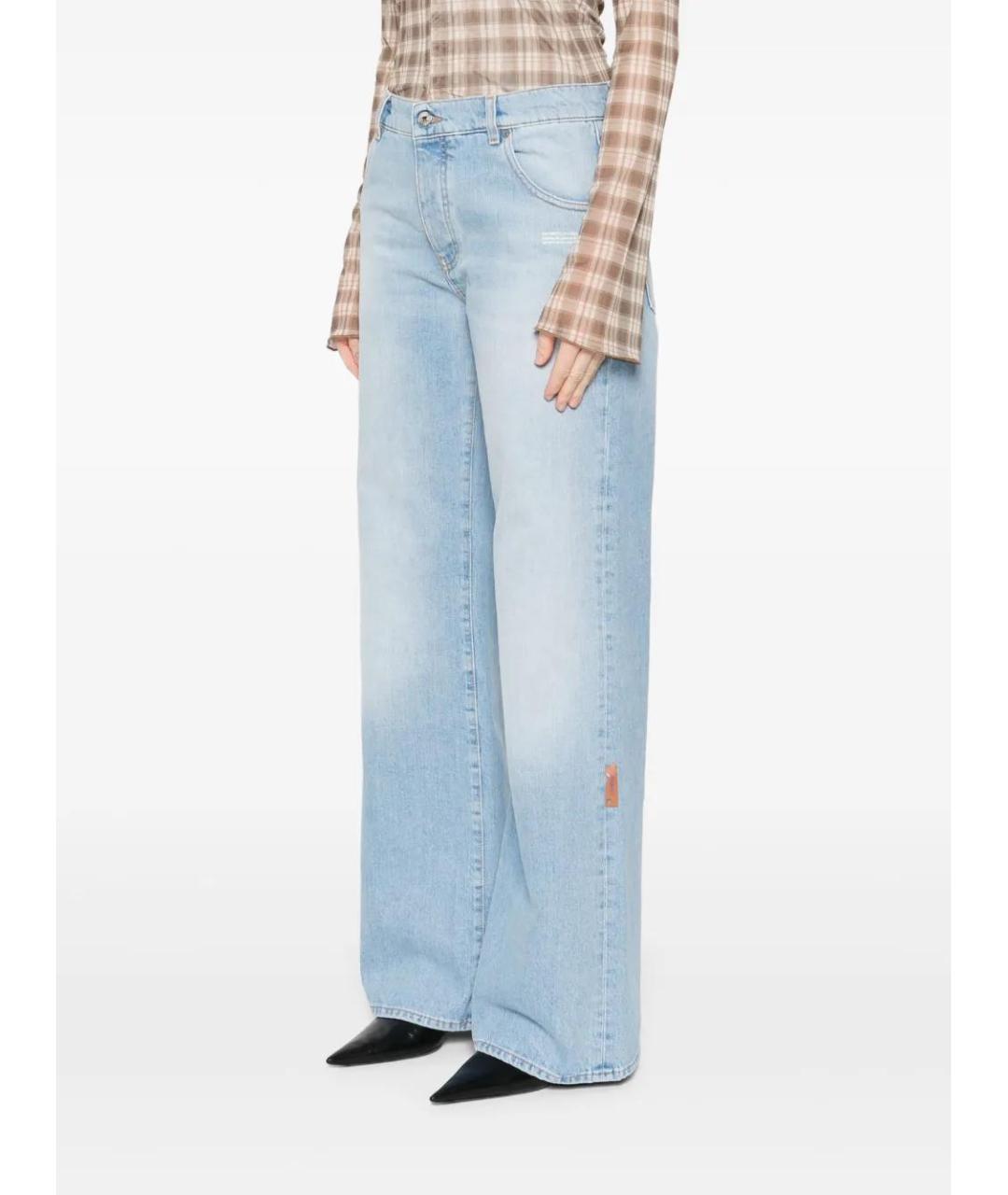 OFF-WHITE Голубые хлопковые прямые джинсы, фото 3