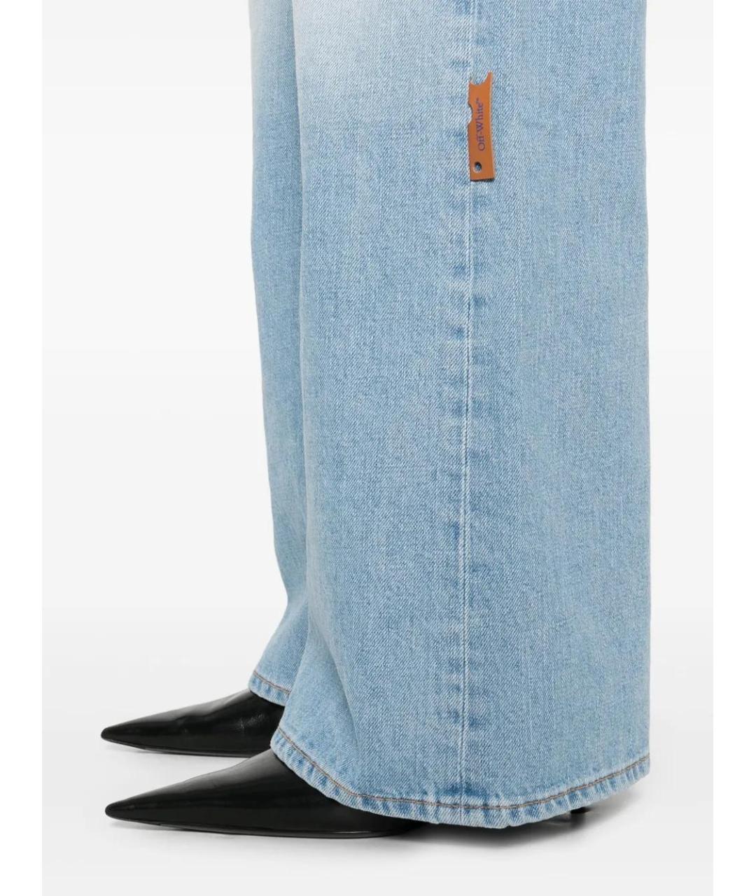 OFF-WHITE Голубые хлопковые прямые джинсы, фото 5