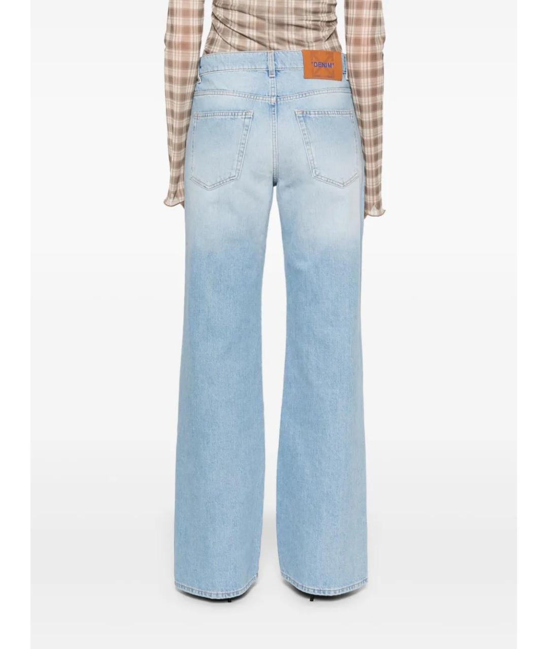 OFF-WHITE Голубые хлопковые прямые джинсы, фото 4
