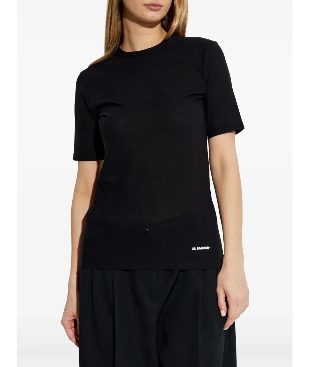 JIL SANDER Черная хлопковая футболка, фото 3