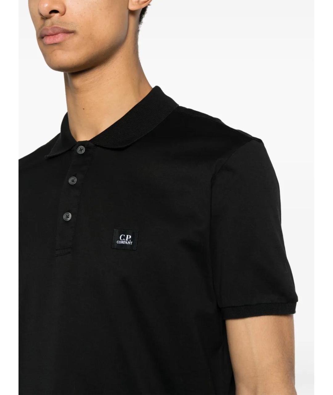 CP COMPANY Черное хлопковое поло с коротким рукавом, фото 5