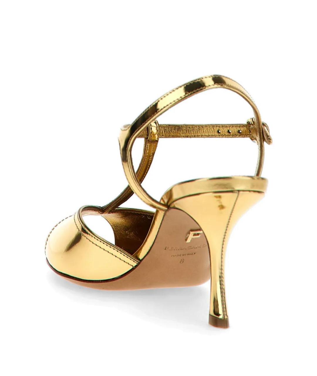 FERRAGAMO Золотые кожаные босоножки, фото 3