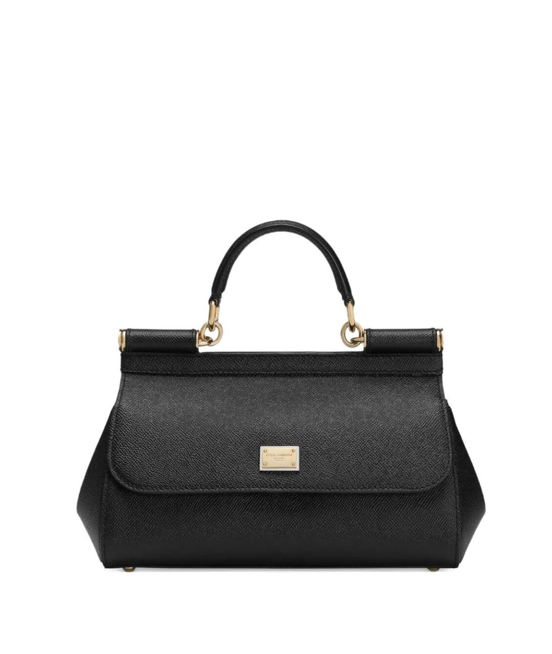 DOLCE&GABBANA Черная кожаная сумка с короткими ручками, фото 1