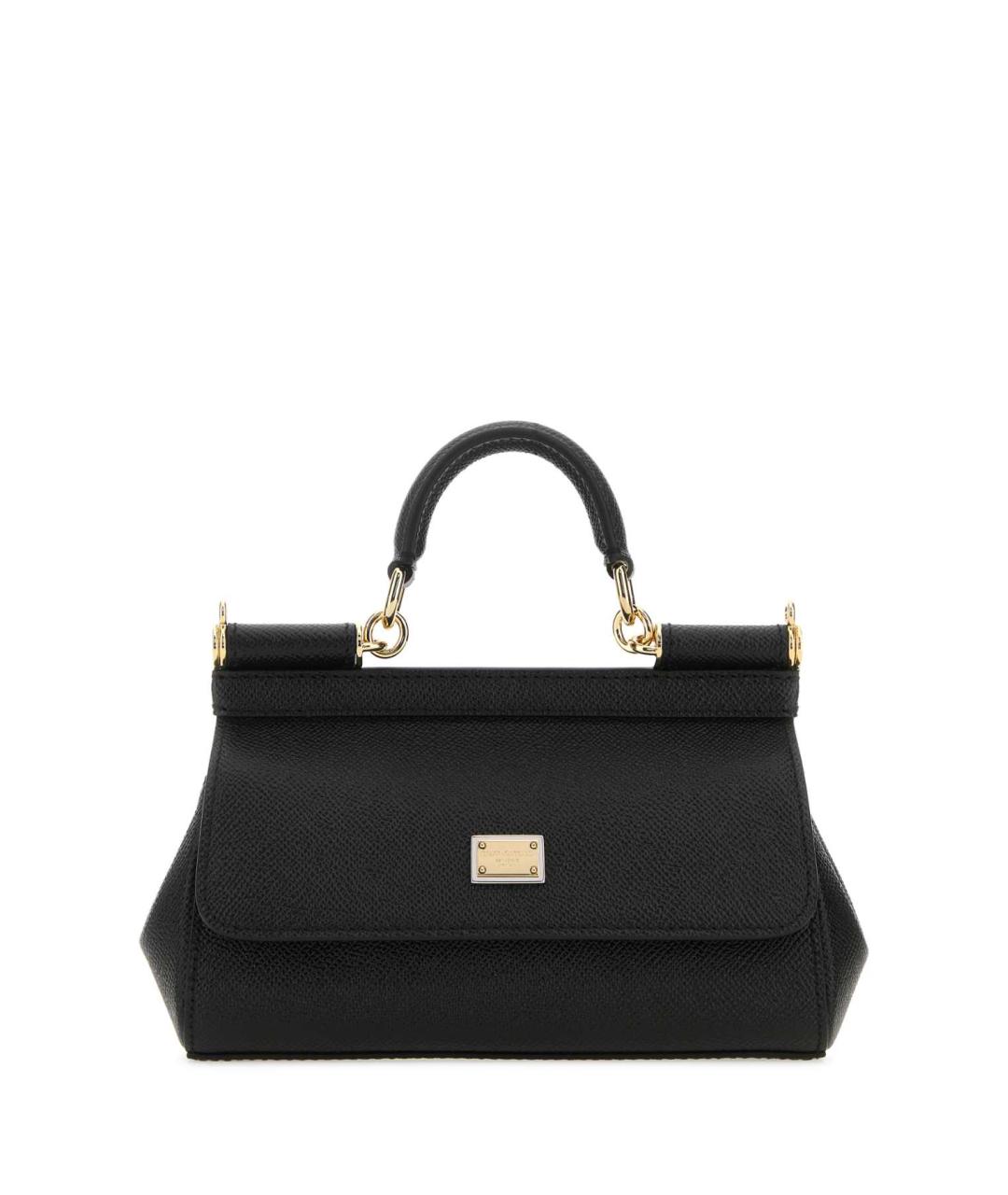 DOLCE&GABBANA Черная кожаная сумка с короткими ручками, фото 1