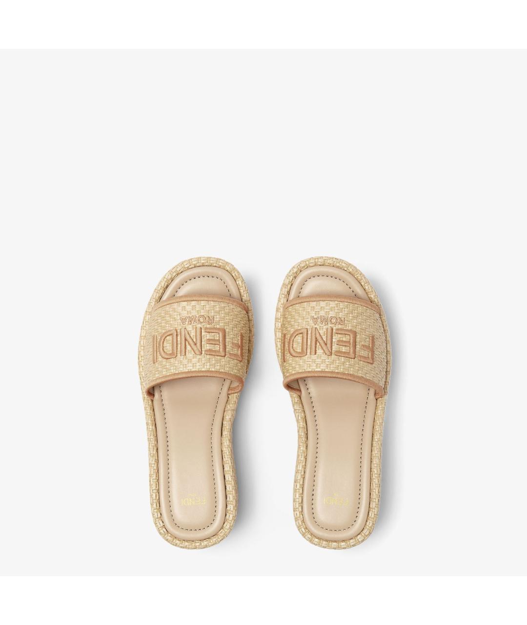 FENDI Бежевые сабо, фото 4