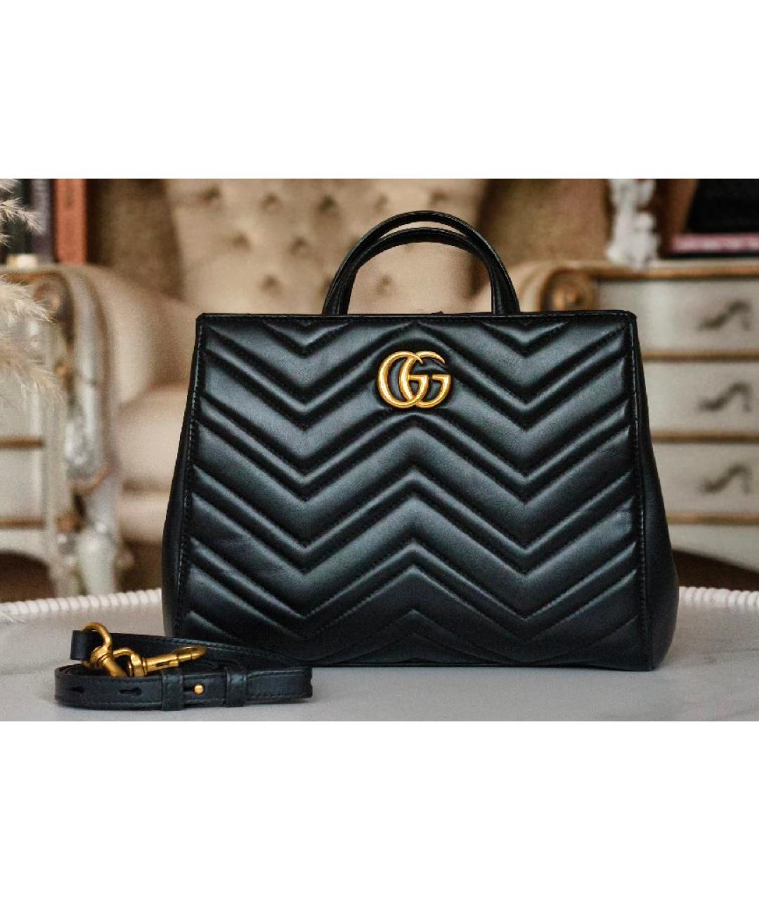 GUCCI Черная кожаная сумка с короткими ручками, фото 9