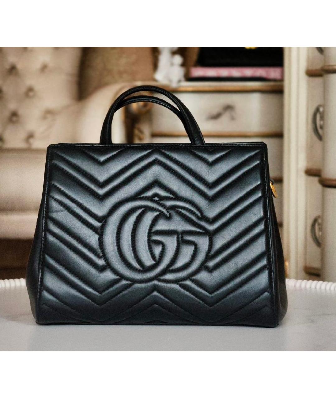 GUCCI Черная кожаная сумка с короткими ручками, фото 3