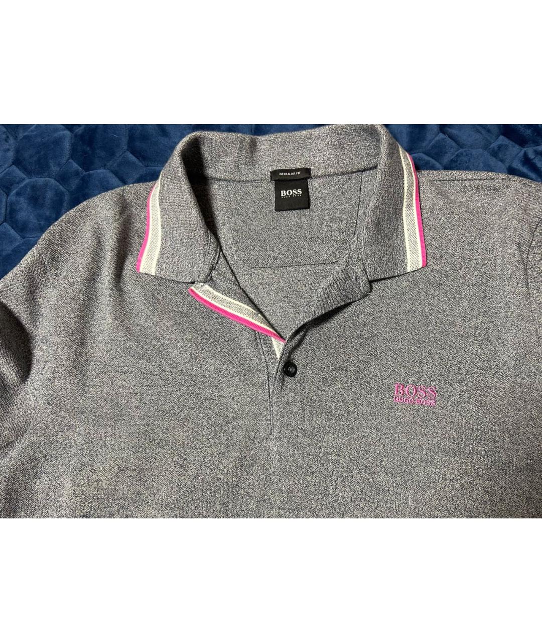 HUGO BOSS Серое хлопко-эластановое поло с коротким рукавом, фото 2