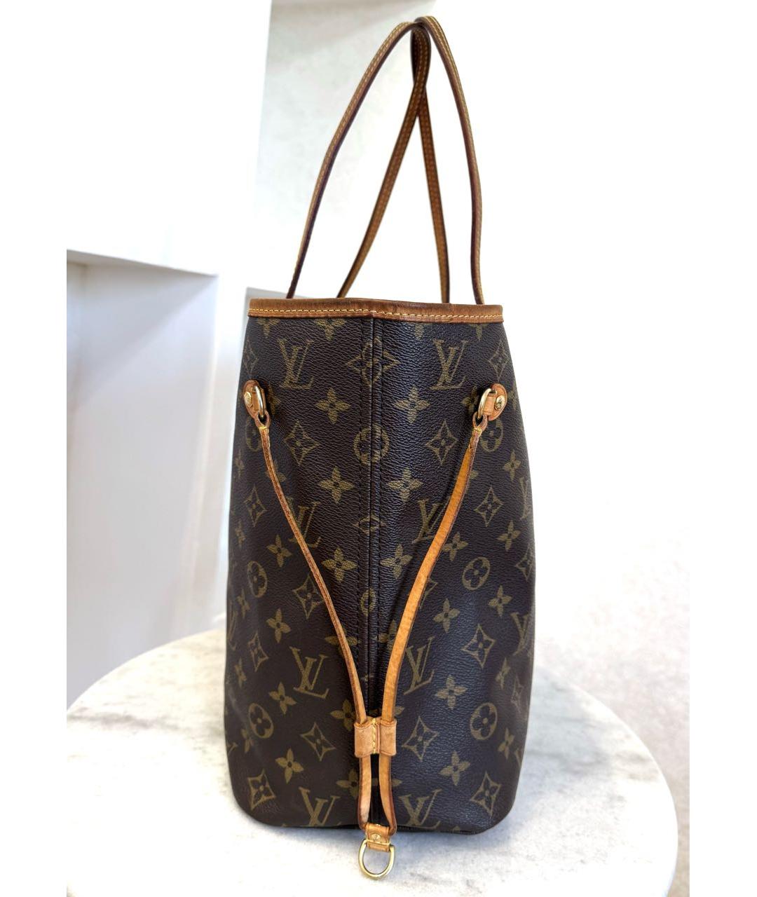 LOUIS VUITTON Коричневая кожаная сумка тоут, фото 7