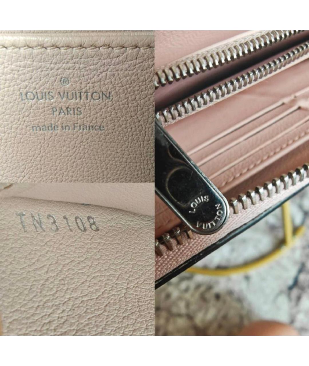 LOUIS VUITTON Розовый кожаный кошелек, фото 5