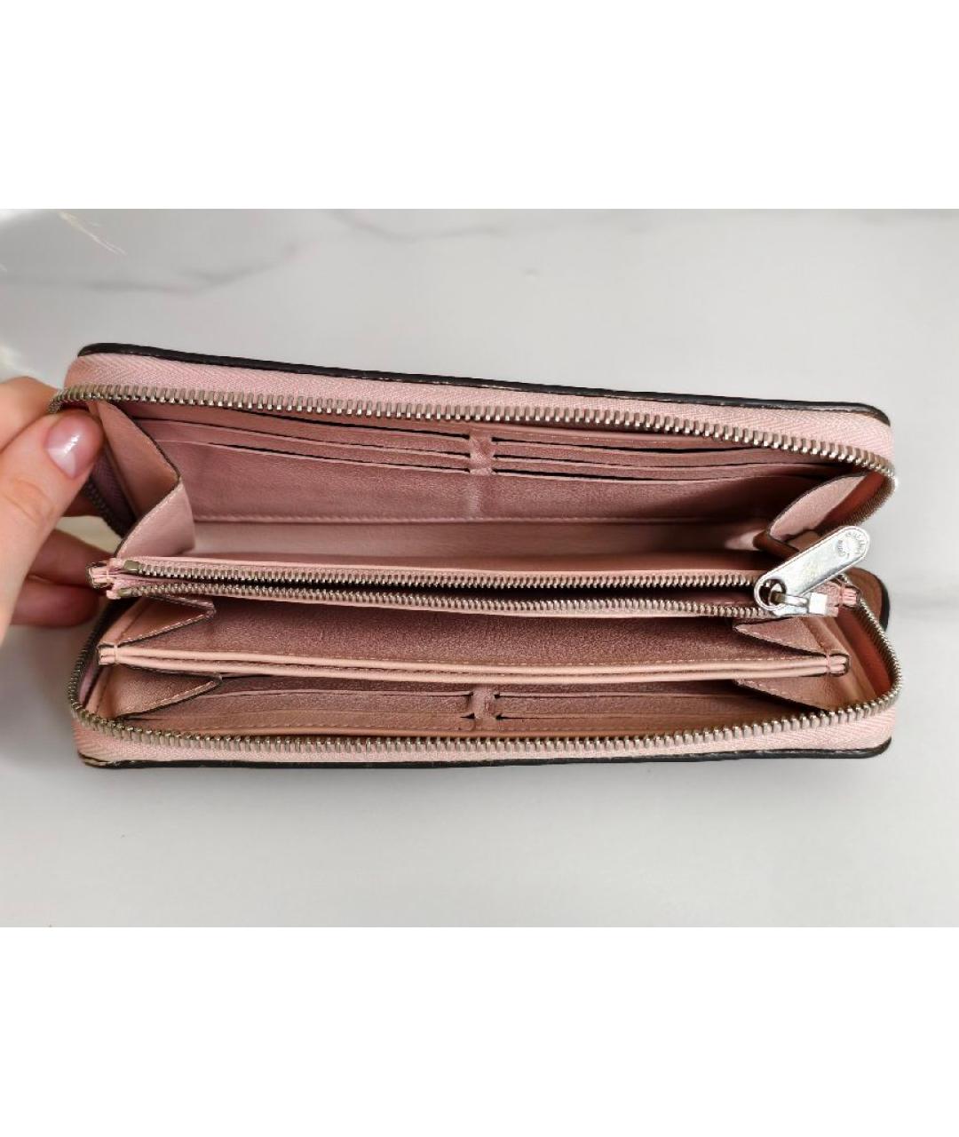 LOUIS VUITTON Розовый кожаный кошелек, фото 4